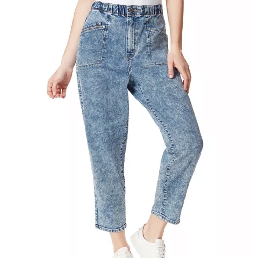 FRAYED JEANS/ NWT/ Frayed Denim
Barrel Straight-Leg Jeans / Dark Blue/size 10/30